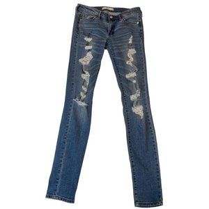 Abercrombie & Fitch Women's Boyfriend Jeans Mid-Rise Distressed Blue Size 2R